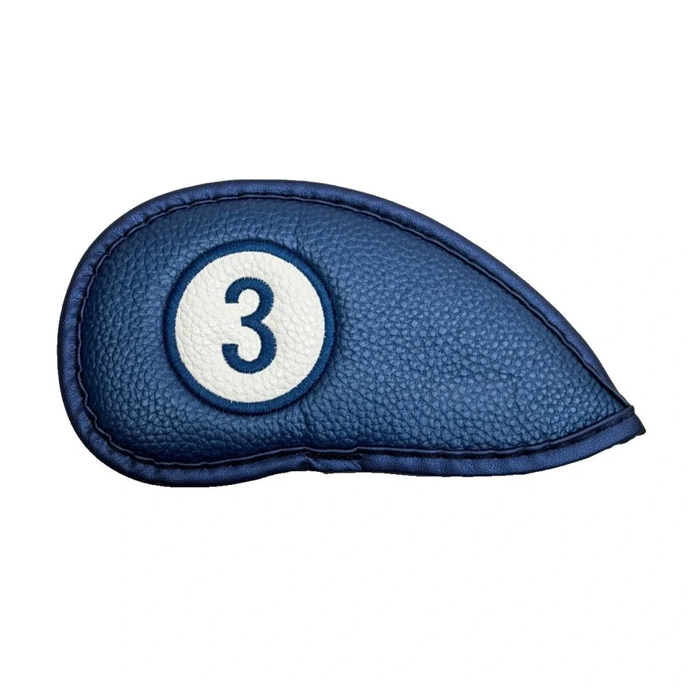 Finger Ten Magnetic Golf Iron Headcovers Set 11pc Blue PU Leather 3-9 P A S L